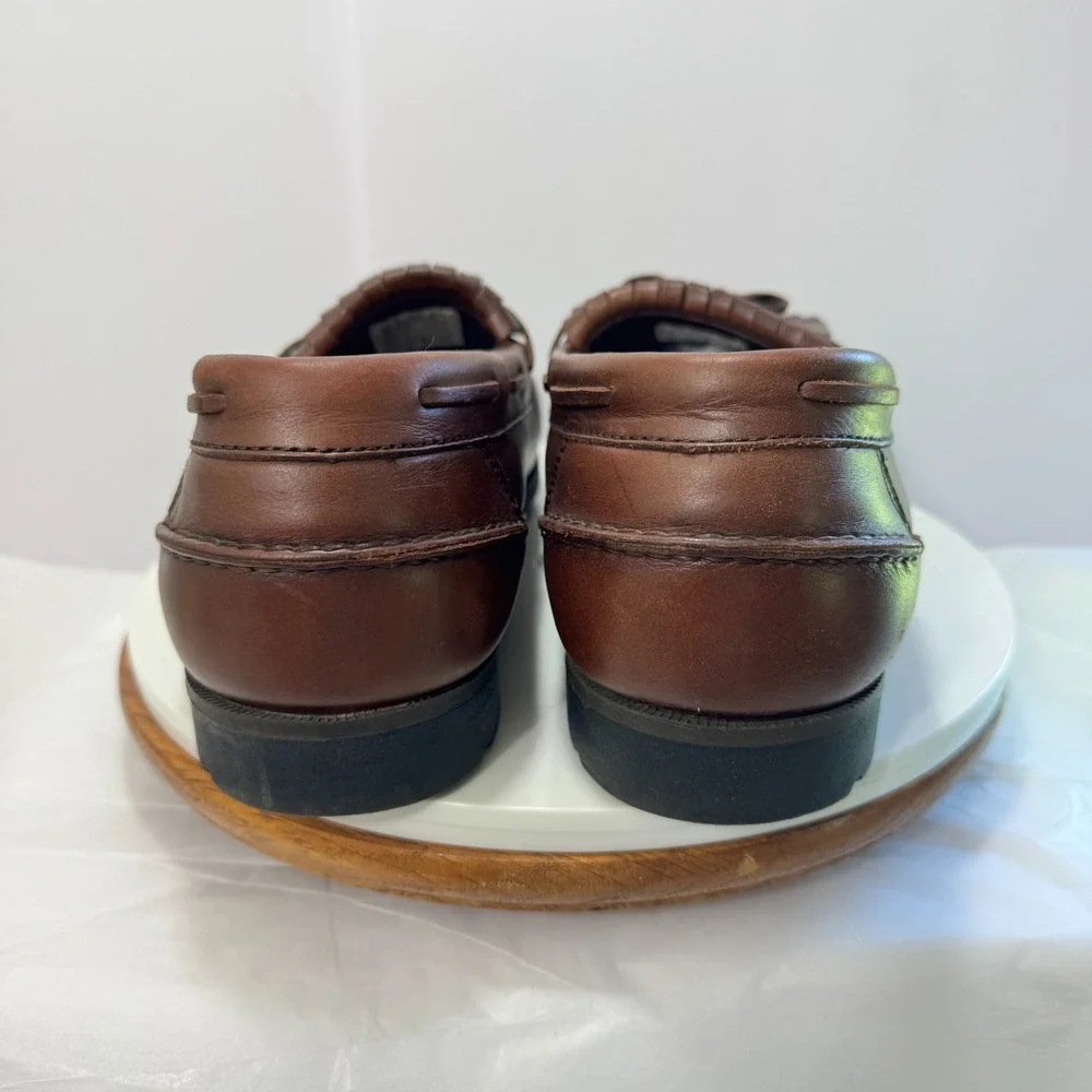 Hunters Bay Vtg. Ecletic Ivy League Leather Tassel Kiltie Loafers Men 13 Brown